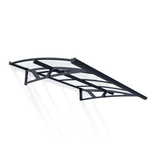 Amsterdam 2.2m x 1.4m Door Canopy - Grey Aluminium Frame & Clear Acryl