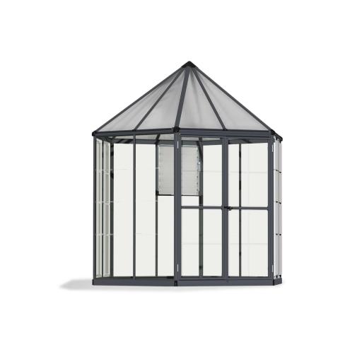 Oasis 8ft (41.8 sq. ft.) Hexagonal Greenhouse - Grey Frame
