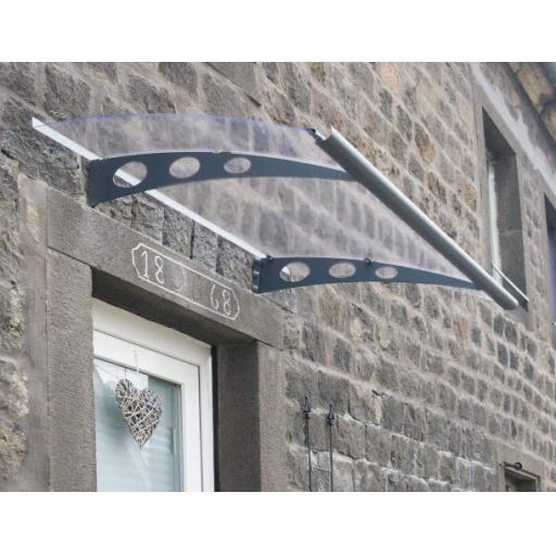 Garamond 1.4m x 0.9m Door Canopy - Grey Aluminium Frame