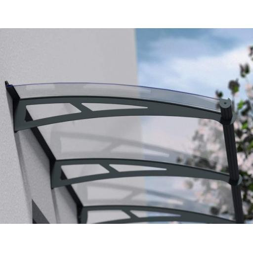 Aquila 2m x 0.9m Door Canopy - Grey Aluminium Frame