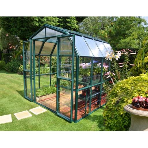 Grand Gardener 8ft x 8ft Polycarbonate Greenhouse - Green Frame