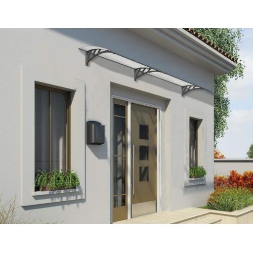 Neo 2.7m x 0.9m Door Canopy - Grey Aluminium Frame & Twinwall Polycarbonate