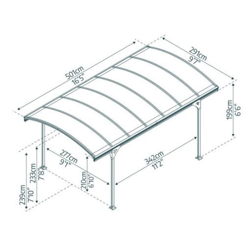 Vitoria 10ft x 17ft  Carport - Grey Aluminium