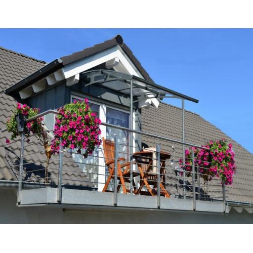 Vega 2m x 2m Door Canopy with Two Posts - Grey Aluminium Frame