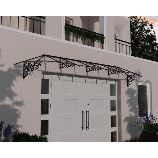 Lily 4.7m x 0.9m Door Canopy - Black Aluminium Frame