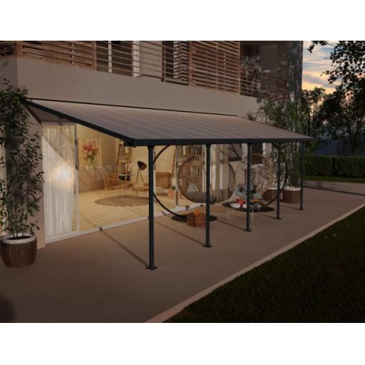 Feria Patio Cover 3m x 8.5m - Grey Aluminium Frame & Clear Polycarbonate