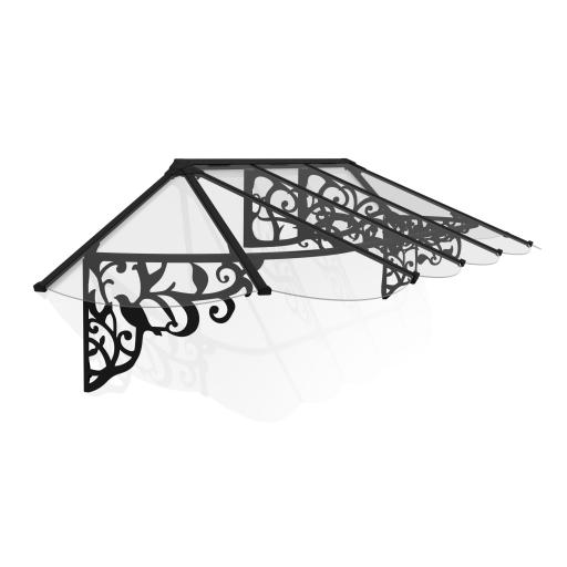 Lily 3.2m x 0.9m Door Canopy - Black Aluminium Frame
