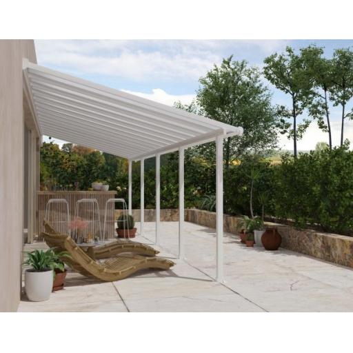 Olympia Patio Cover 3m x 9.2m - White Aluminium Frame & Clear Polycarbonate