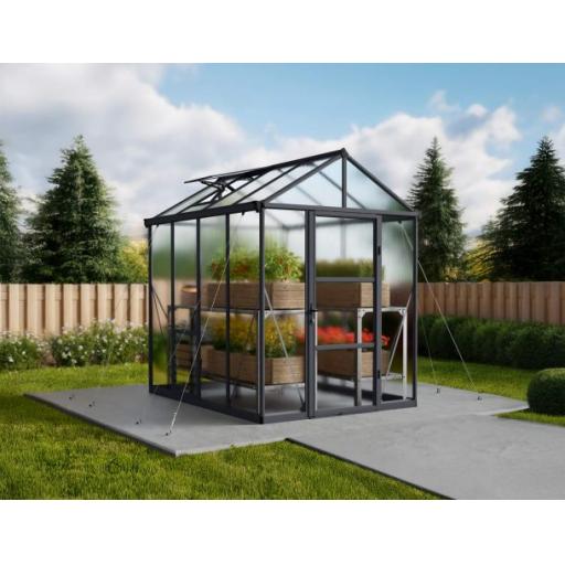 Glory 6ft x 8ft Polycarbonate Greenhouse - Grey Frame