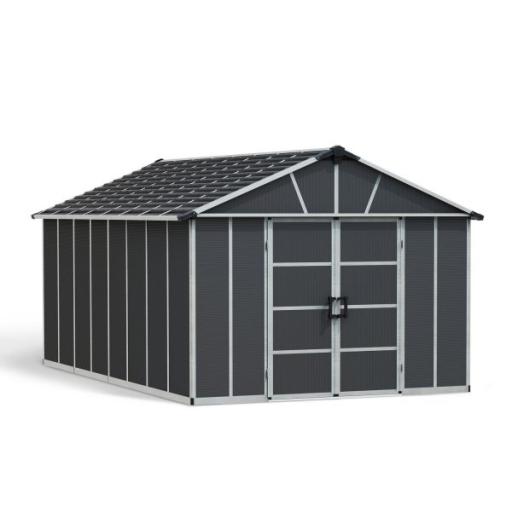 Yukon 11ft x 17ft Garden Shed Without Floor - Dark Grey Polycarbonate Panels