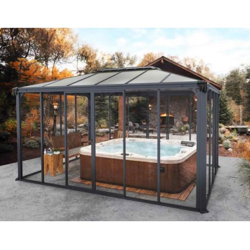 Ledro 3m x 4.3m Enclosed Gazebo Kit - Grey Structure & Hybrid Panels