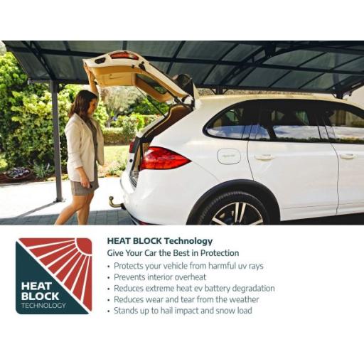 Arizona Wave 10' x 16' Cantilever Carport- Grey Aluminium & Corrugated Polycarbonate Roof Panels