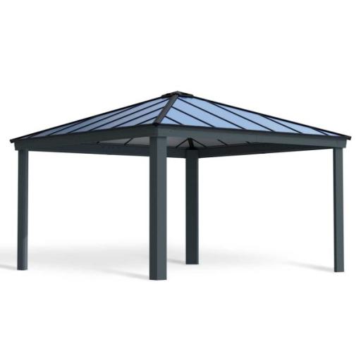 Dallas 4.2m x 4.2m Garden Gazebo in Grey Aluminium with Polycarbonate Roof