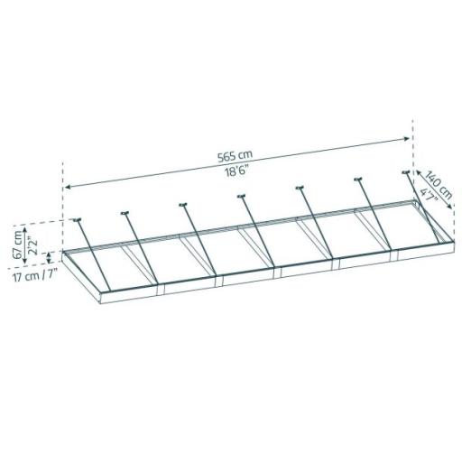 Sophia XL 5.65m x 1.4m Door Canopy - Grey Aluminium Frame & White Opal Panels