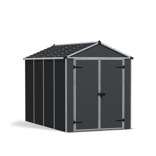 Rubicon 6ft x 10ft Garden Shed With Floor - Dark Grey Polycarbonate Panels