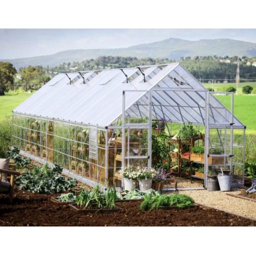 Balance 10ft x 32ft Polycarbonate Greenhouse - Silver Frame