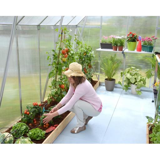 Essence 8ft x 16ft Polycarbonate Greenhouse - Silver Frame