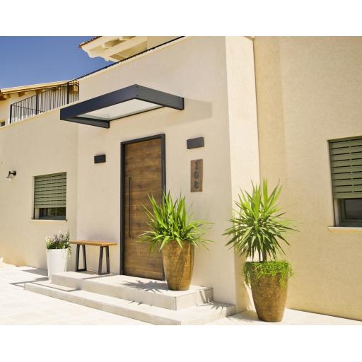 Sophia 2m x 0.9m Door Canopy - Grey Aluminium Frame