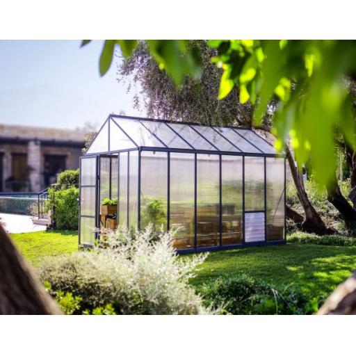 Glory 8ft x 12ft Polycarbonate Greenhouse - Grey Frame