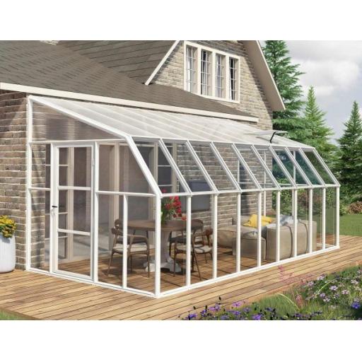 Sunroom 2.5m x 5.7m Lean to Conservatory - Aluminium White Frames