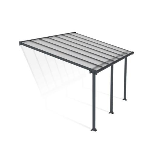Olympia Patio Cover 3m x 4.3m - Grey Aluminium Frame & Clear Polycarbonate