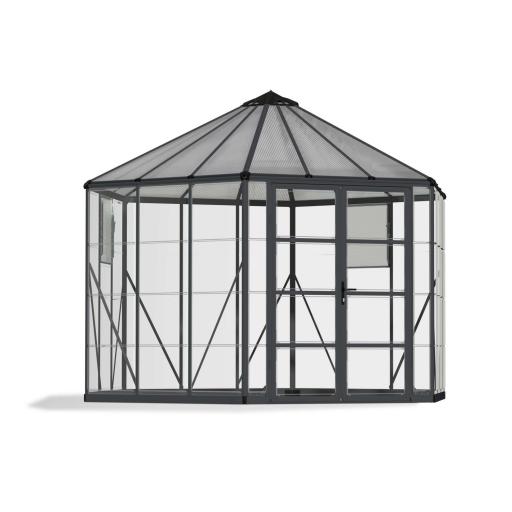 Oasis 12ft (94.2 sq. ft.) Hexagonal Polycarbonate Greenhouse - Grey Frame