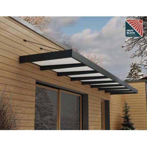Sophia XL 7.50m x 1.4m Door Canopy - Grey Aluminium Frame