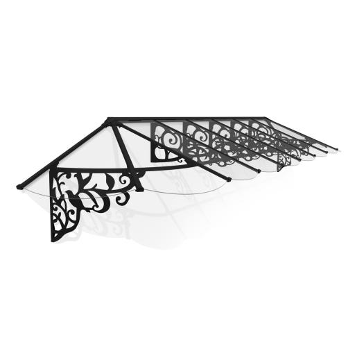 Lily 4.7m x 0.9m Door Canopy - Black Aluminium Frame