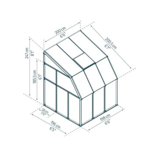 Sunroom 2m x 2m Lean to Conservatory - Aluminium White Frames