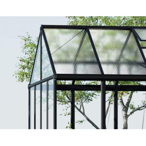 Aria 10ft x 15ft Polycarbonate Greenhouse - Black Frame