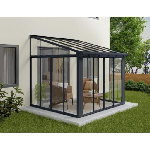 Sanremo 3m x 3m Lean to Conservatory - Aluminium White Frames