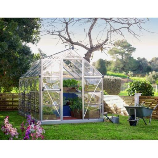 Harmony 6ft x 12ft Polycarbonate Greenhouse - Silver Frame