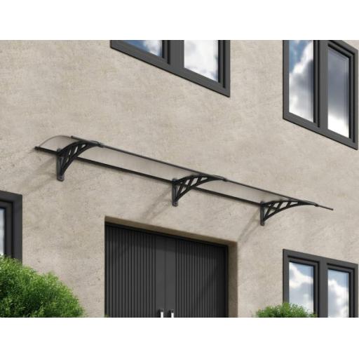 Neo 2.7m x 0.9m Door Canopy - Grey Aluminium Frame & Twinwall Polycarbonate