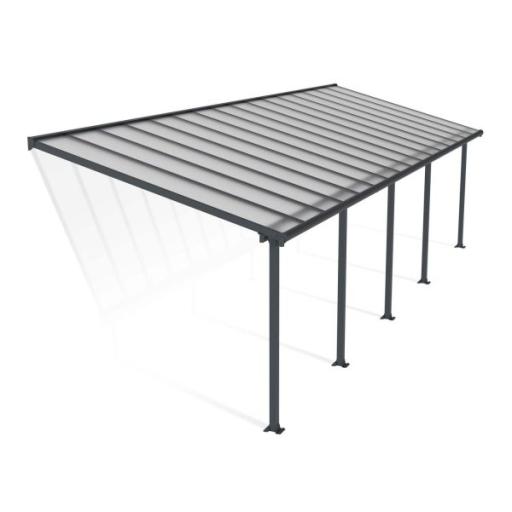 Olympia Patio Cover 3m x 9.8m - Grey Aluminium Frame & Clear Polycarbonate