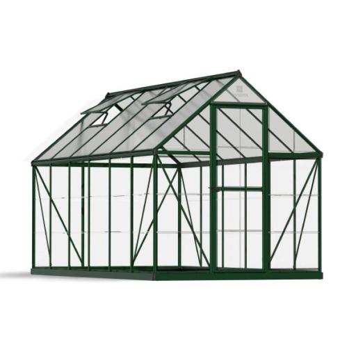 Hybrid 6ft x 12ft Polycarbonate Greenhouse - Green Frame