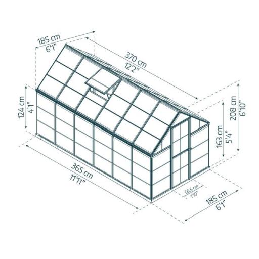 Harmony 6ft x 12ft Polycarbonate Greenhouse - Silver Frame