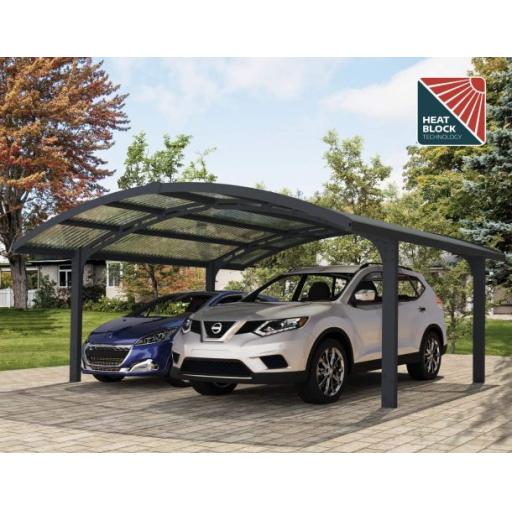 Arizona Double 16ft x 19ft Carport Kit - Grey Structure