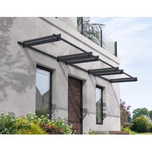 Nancy 4.7m x 0.9m Door Canopy - Grey Aluminium Frame