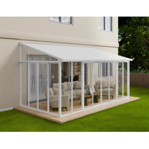Sanremo 3m x 5.5m Lean to Conservatory - Aluminium White Frames
