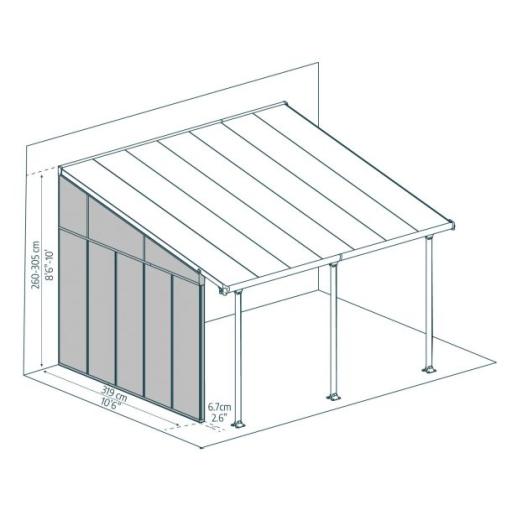 Patio Cover Side Wall 4m - Grey Acryl