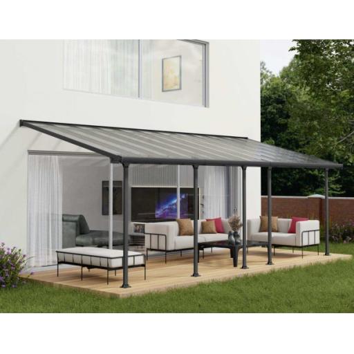 Feria Patio Cover 3m x 7.3m - Grey Aluminium Frame & Clear Polycarbonate