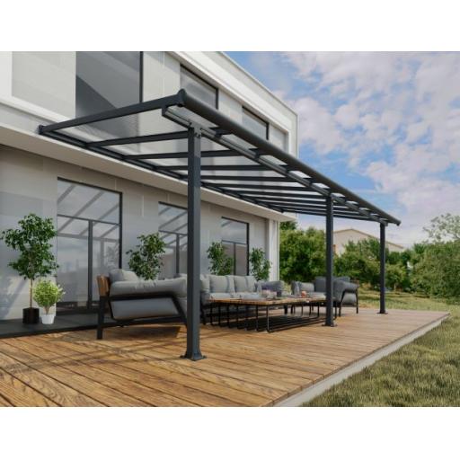 Olympia Patio Cover 3m x 6.2m - Grey Aluminium Frame & Clear Polycarbonate