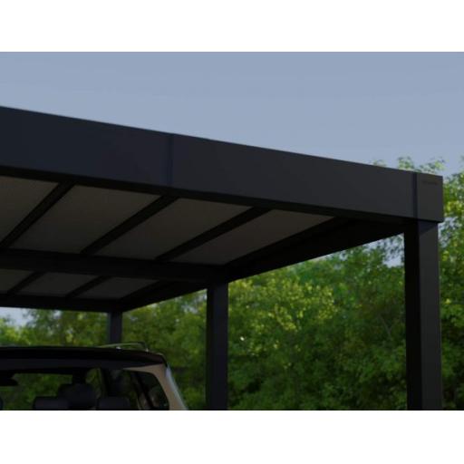 Oslo Double 20' x 20' Carport - Black Aluminium & Twin wall Opaque Grey Panels
