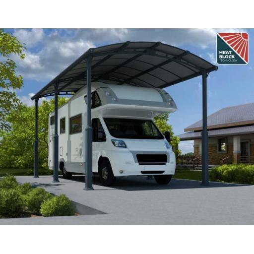 Alpine 12ft x 21ft Extra High Carport - Grey Aluminium