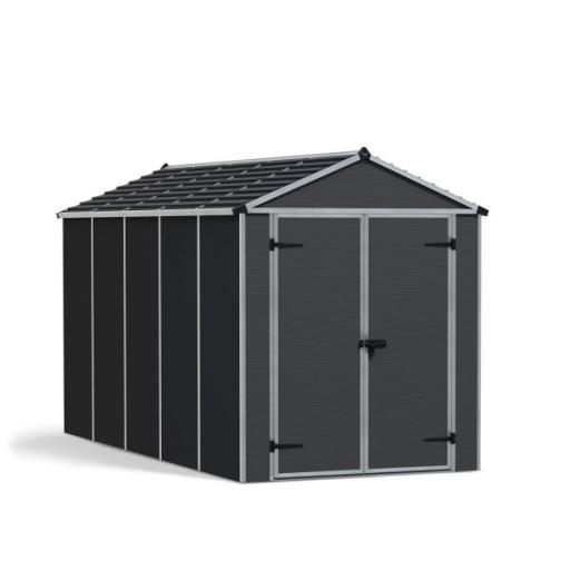 Rubicon 6ft x 12ft Garden Shed With Floor - Dark Grey Polycarbonate Panels