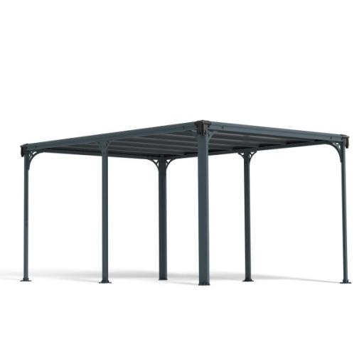 Milano 3m x 4.26m Garden Gazebo in Grey Aluminium with Polycarbonate Flat Roof