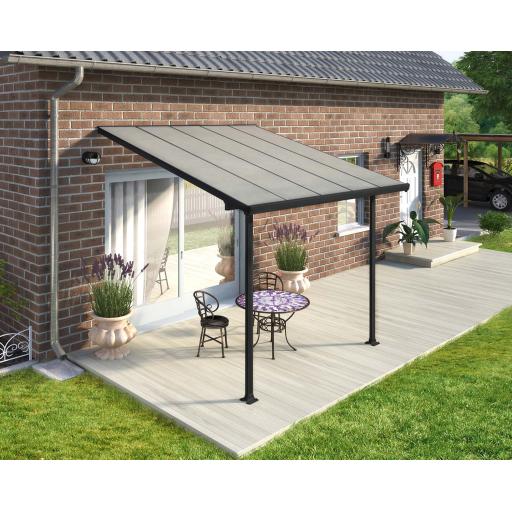 Feria Patio Cover 3m x 3m - Grey Aluminium Frame & Clear Polycarbonate