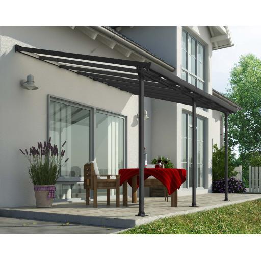 Feria Patio Cover 3m x 4.3m - Grey Aluminium Frame & Clear Polycarbonate