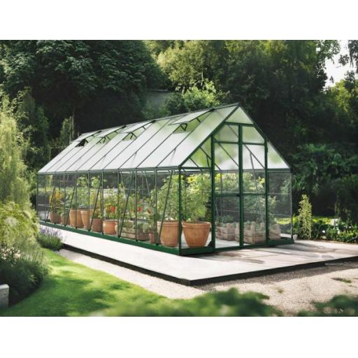 Balance 8ft x 20ft Polycarbonate Greenhouse - Silver Frame