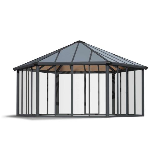 Garda 6m x 5m (23.1m²) Hexagonal Enclosed Gazebo Kit - Grey Structure & Hybrid Panels